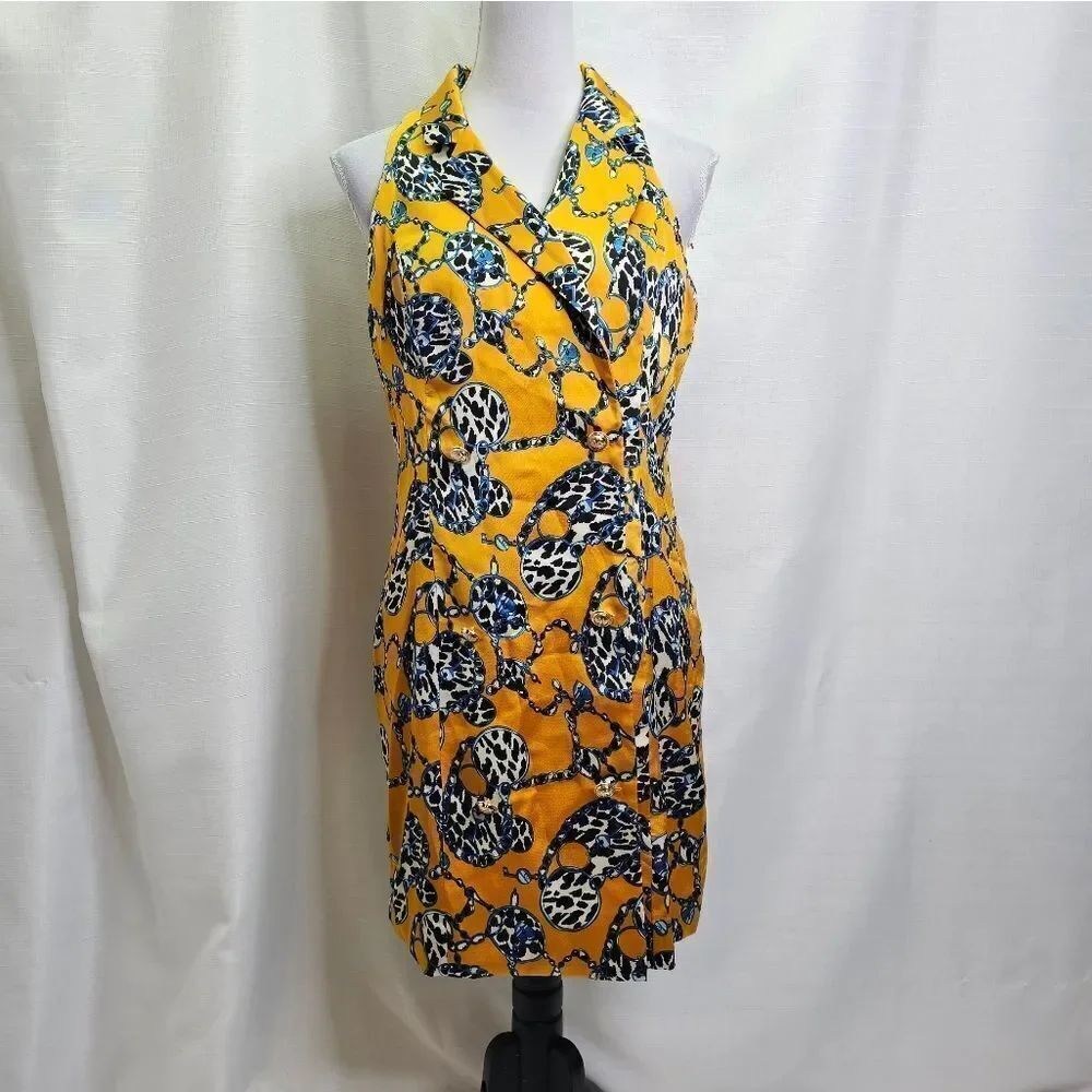 The Sang Golden Yellow Sleeveless Button Front Midi Dress Size Large